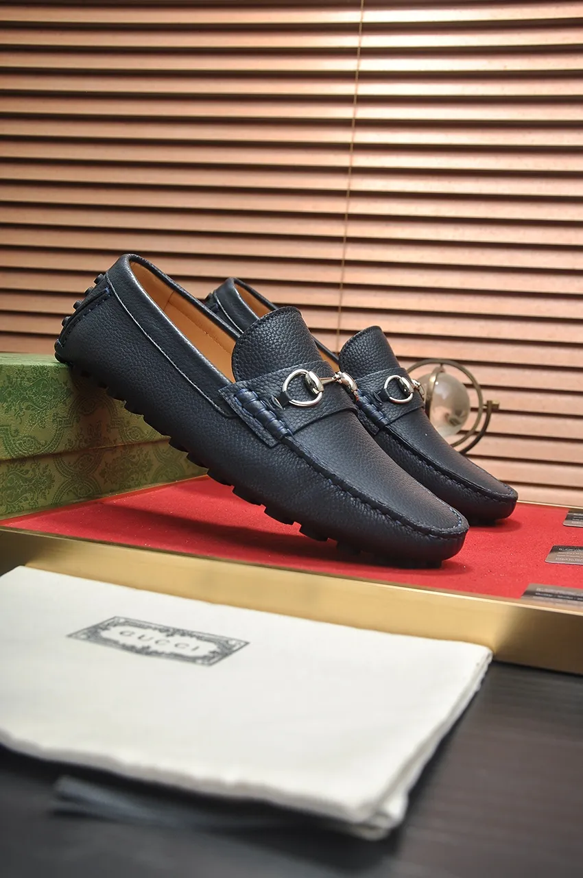 Men's Men's Shoes💰420💶【GUCCI】 (High-end Niuli) New 🍀Gucci*——Gucci Doudou Shoes! Made of imported original cowhide, the inner top layer is comfortable cowhide lining! Original wear-resistant rubber outsole! High quality products! Code number 38-44!
